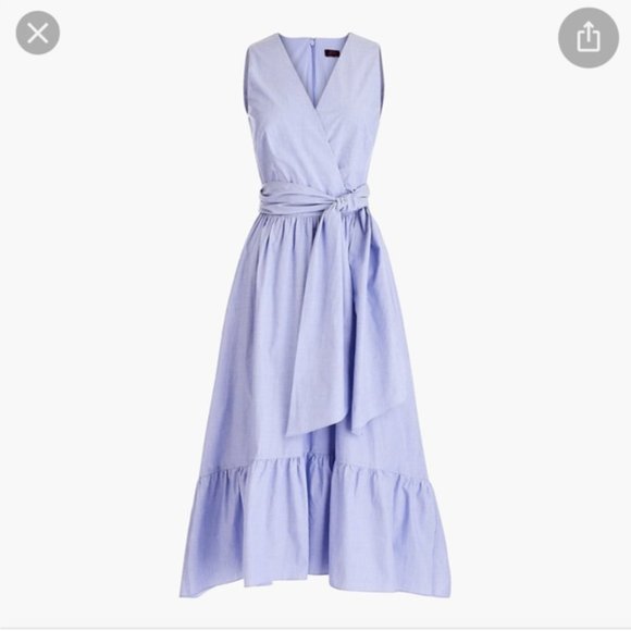 J. Crew Dresses & Skirts - JCrew Sleeveless Faux-Wrap Ruffled Cotton Dress